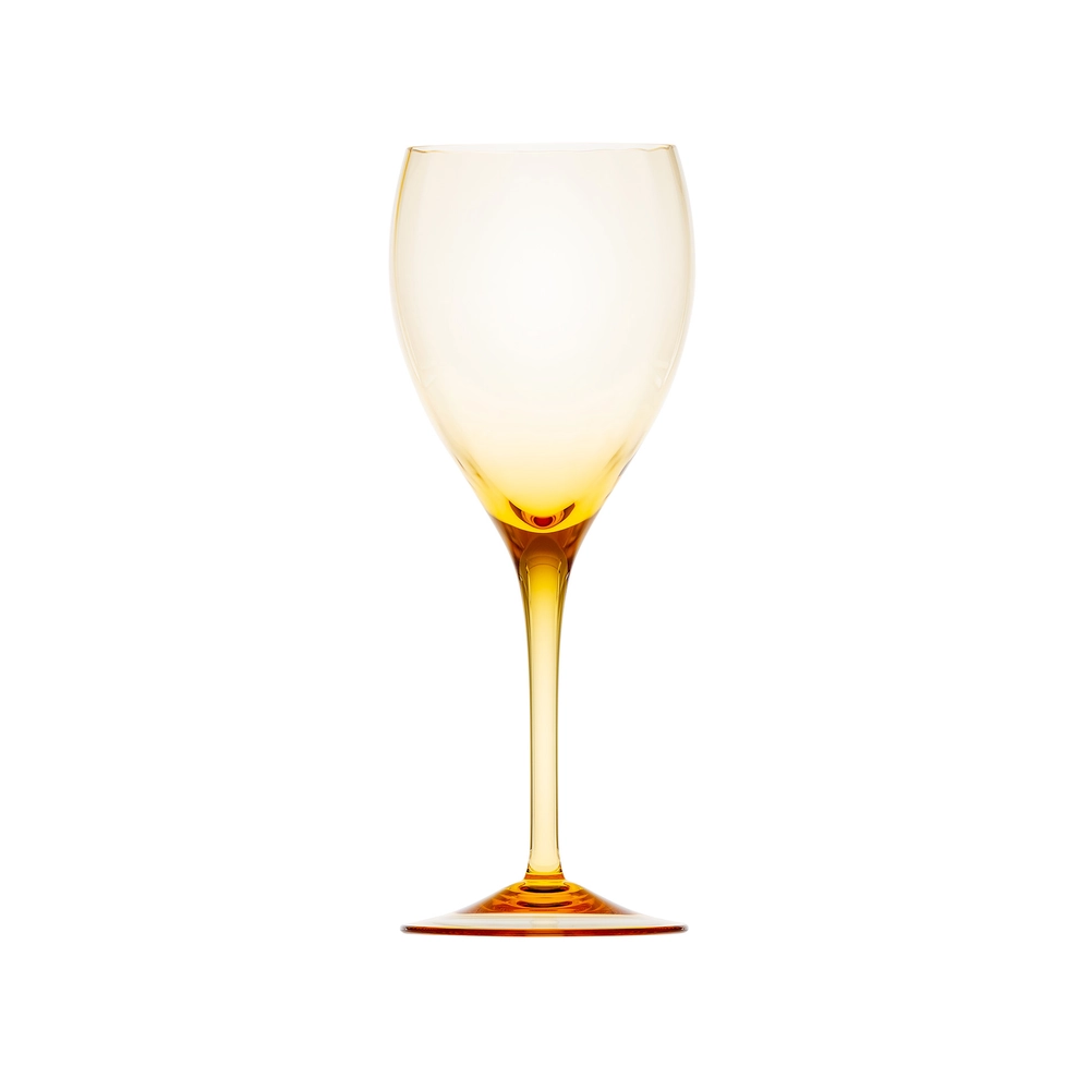Verre à vin blanc 350ml, couleur topaz, en authentique cristal de bohême, uni. Collection Optic de Moser, la plus prestigieuse & réputée cristallerie de Bohême.