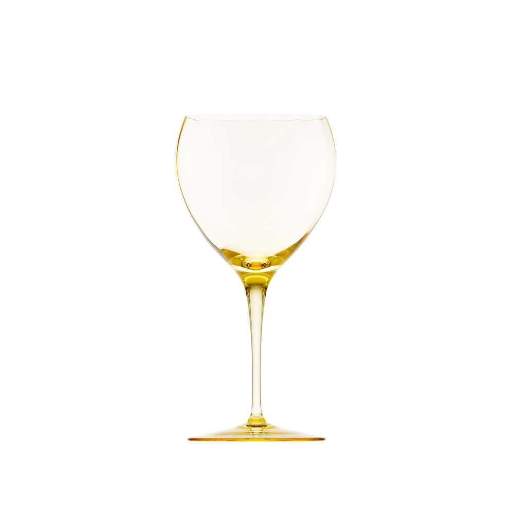 Verre à vin rouge 480ml, couleur eldor, en authentique cristal de bohême taillé main. Collection Optic de Moser, la plus prestigieuse & réputée cristallerie de Bohême.