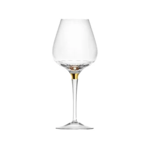 Verre à vin rouge 600ml en authentique cristal de bohême taillé, avec une bague en or 24 carats. Création de Moser, la plus prestigieuse cristallerie de Bohême. Collection Jewel.