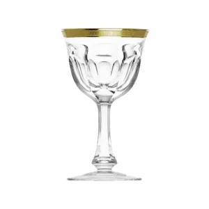 Verre à vin rouge 310ml en authentique cristal de bohême taillé main, avec une élégante bande en or 24 carats. Collection Lady Hamilton (inspirée d'Emma Hamilton) de Moser, la plus prestigieuse & réputée cristallerie de Bohême.