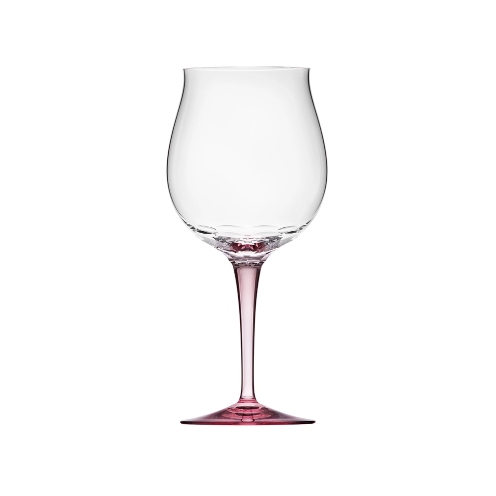 Verre à vin rouge 550ml, couleur rosalin, en authentique cristal de bohême taillé main. Collection Bouquet de Moser, la plus prestigieuse & réputée cristallerie de Bohême.