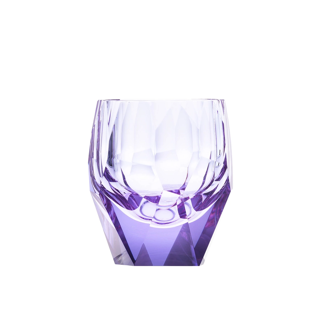 Verre à whisky 220ml couleur alexandrite en authentique cristal de bohême taillé main. Collection Cubisme de Moser, la plus prestigieuse & réputée cristallerie de Bohême.