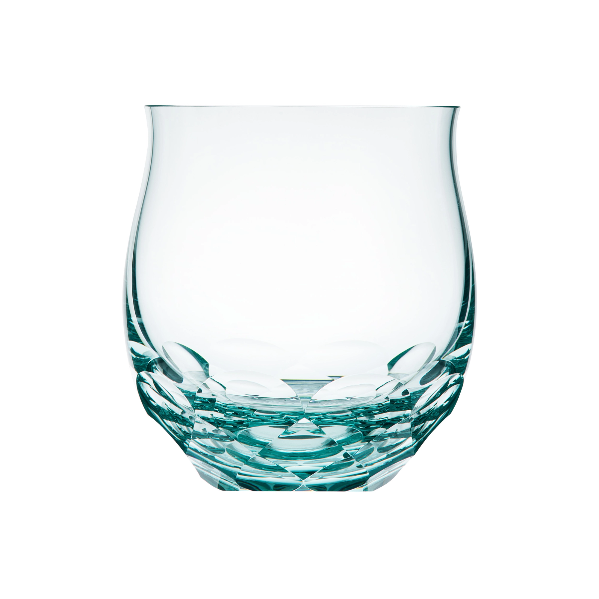 Verre à whisky "old fashionned" 300ml, couleur béryl, en authentique cristal de bohême taillé main. Collection Bouquet de Moser, la plus prestigieuse & réputée cristallerie de Bohême.