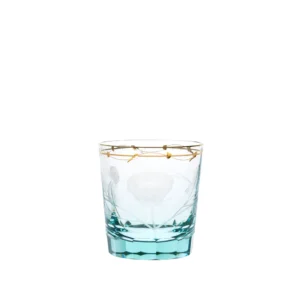 Verre à whisky béryl 370ml en authentique cristal de bohême taillé main, gravé artistiquement, et subtilement décoré avec de l'or 24 carats. Collection Paula de Moser, la plus prestigieuse & réputée cristallerie de Bohême.