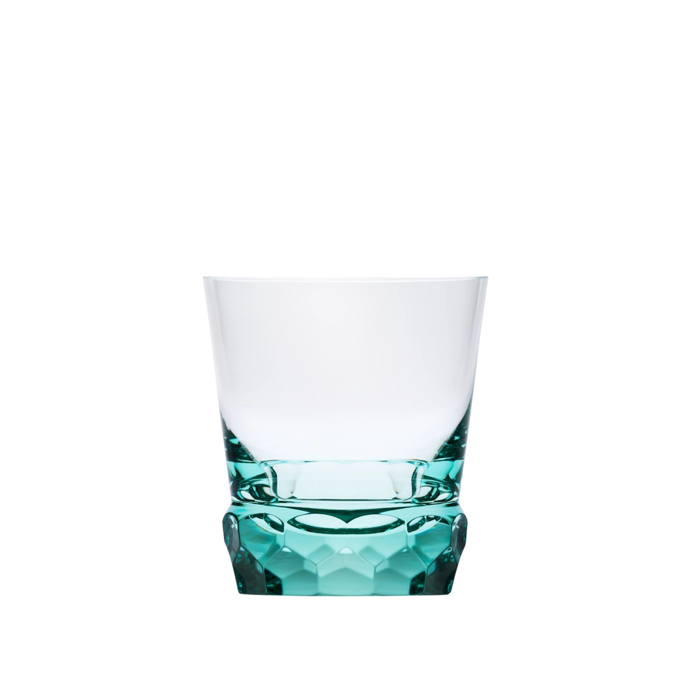 Verre à whisky 330ml, couleur béryl, en authentique cristal de bohême taillé main. Collection Sonnet de Moser, la plus prestigieuse & réputée cristallerie de Bohême.