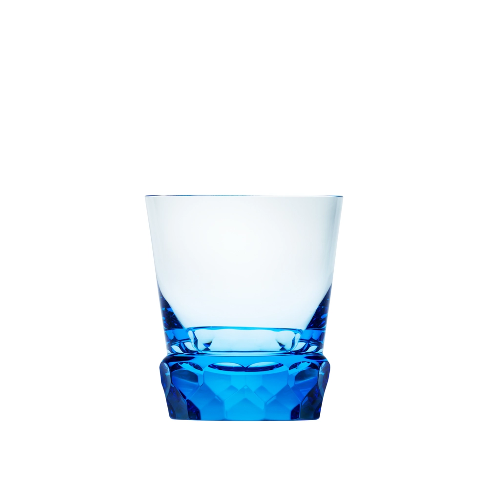 Verre à whisky bleu océan 330ml en authentique cristal de bohême taillé main. Collection Sonnet de Moser, la plus prestigieuse & réputée cristallerie de Bohême.