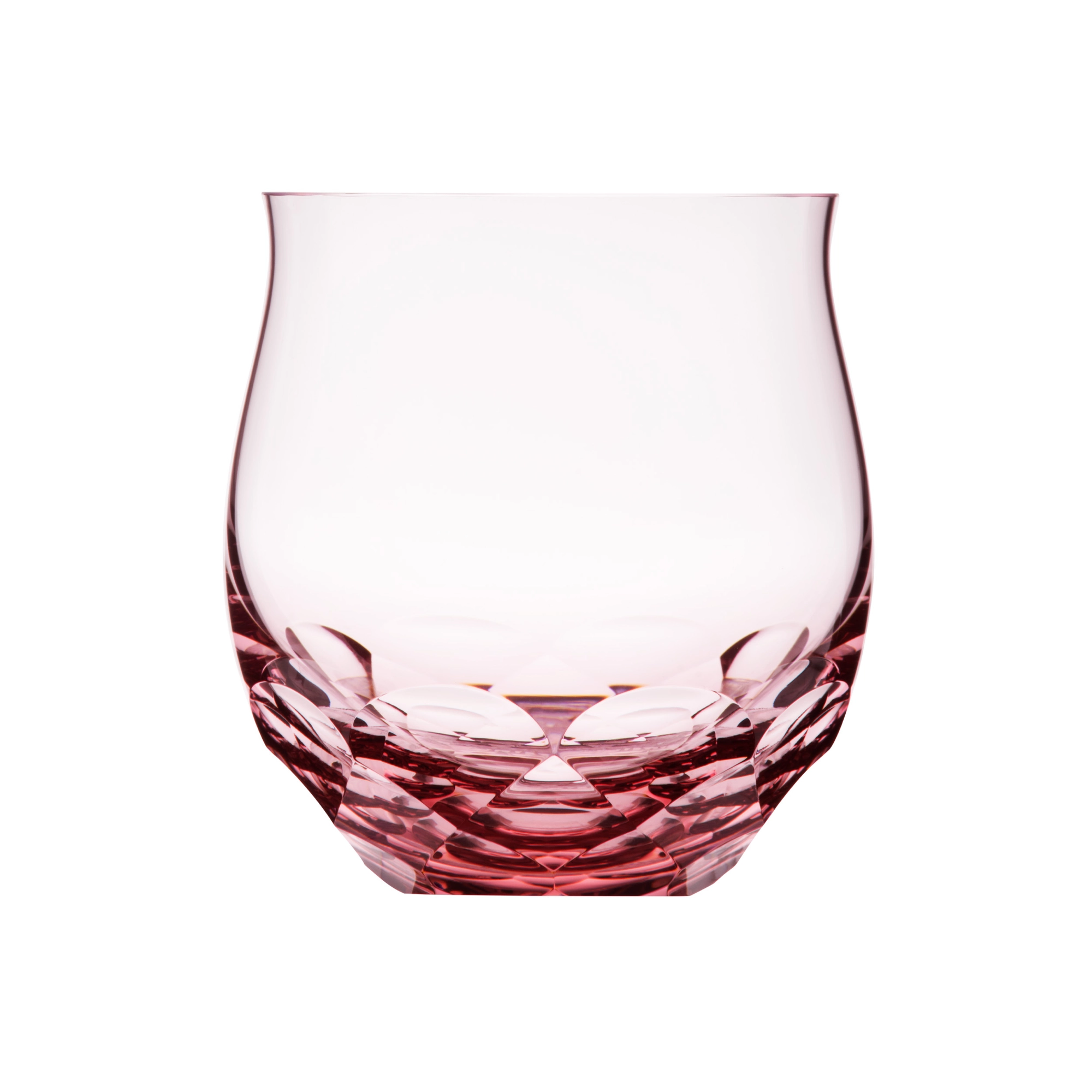 Verre à whisky "old fashionned" 300ml, couleur rosalin, en authentique cristal de bohême taillé main. Collection Bouquet de Moser, la plus prestigieuse & réputée cristallerie de Bohême.