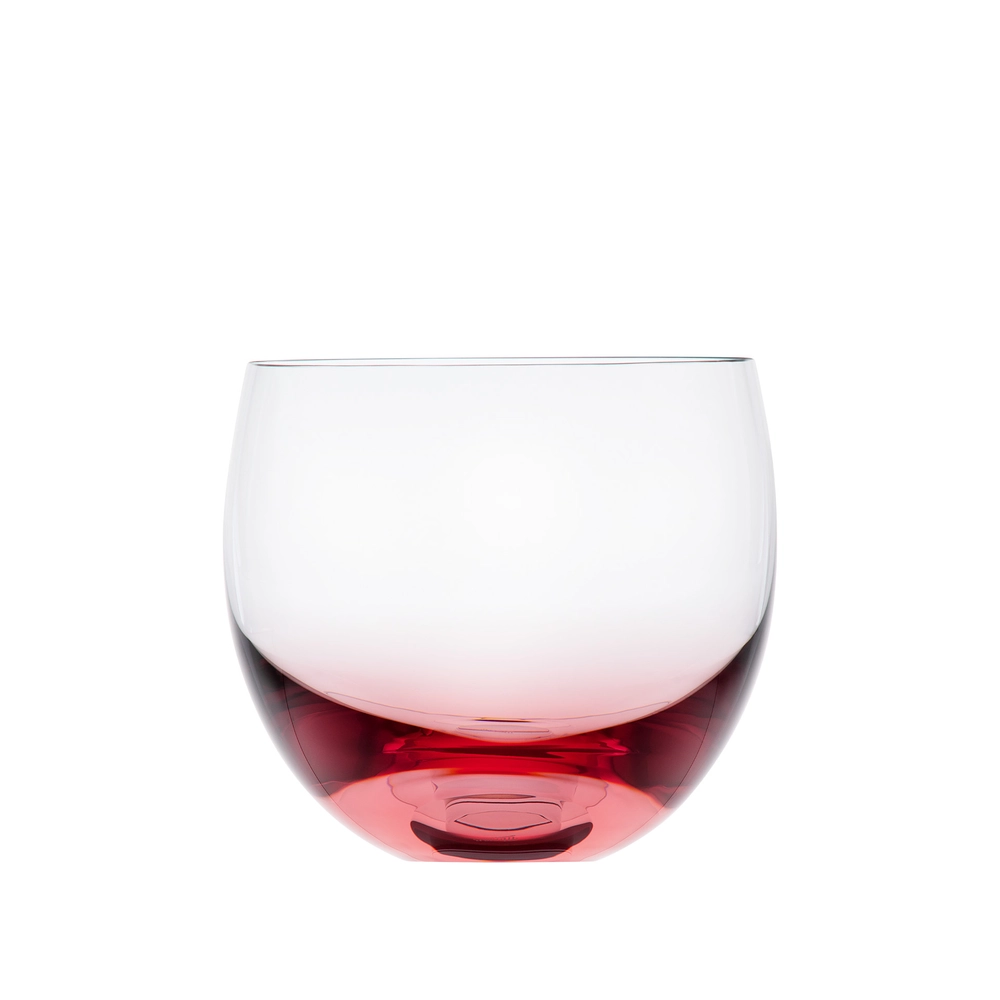 Verre à whisky 240ml, couleur rosalin, en authentique cristal de bohême uni. Collection Culbuto de Moser, la plus prestigieuse & réputée cristallerie de Bohême.