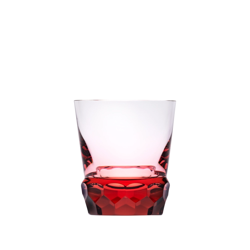Verre à whisky 330ml, couleur rosalin, en authentique cristal de bohême taillé main. Collection Sonnet de Moser, la plus prestigieuse & réputée cristallerie de Bohême.