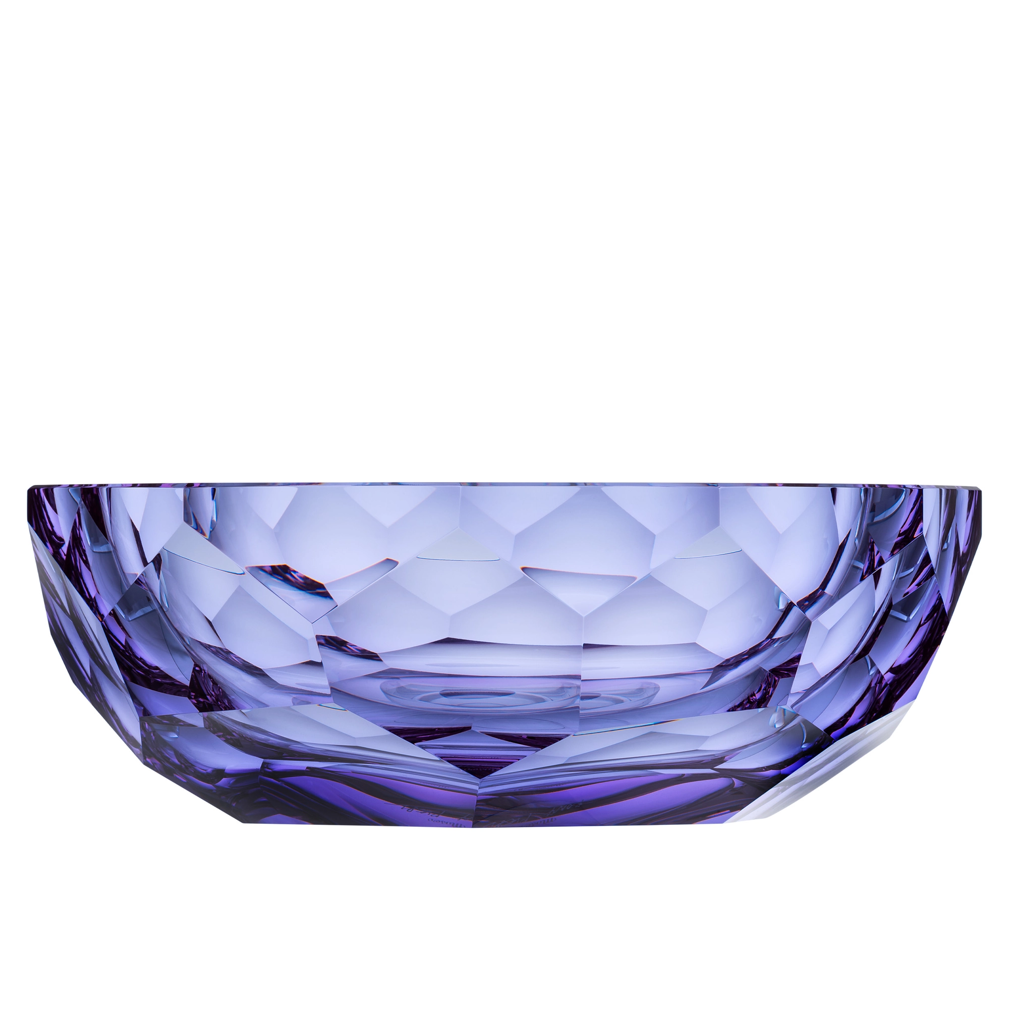 Bol 29cm, couleur alexandrite, en authentique cristal de bohême taillé main. Collection Cubism de Moser, la plus prestigieuse & réputée cristallerie de Bohême.