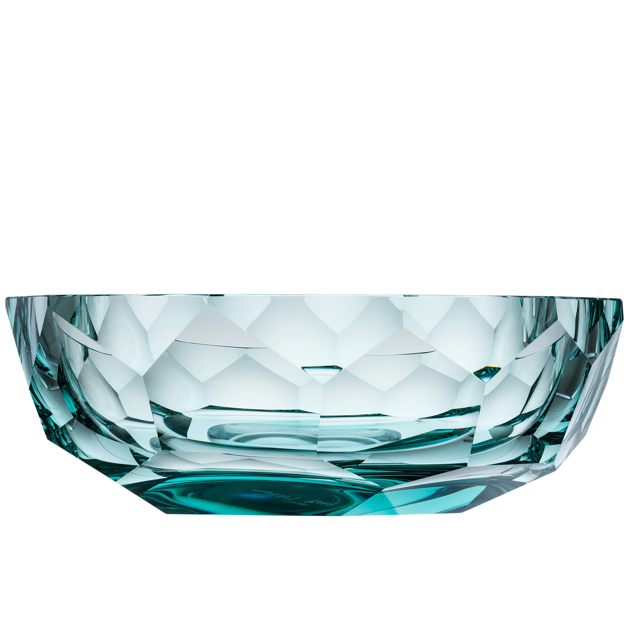 Bol 29cm, couleur béryl, en authentique cristal de bohême taillé main. Collection Cubism de Moser, la plus prestigieuse & réputée cristallerie de Bohême.