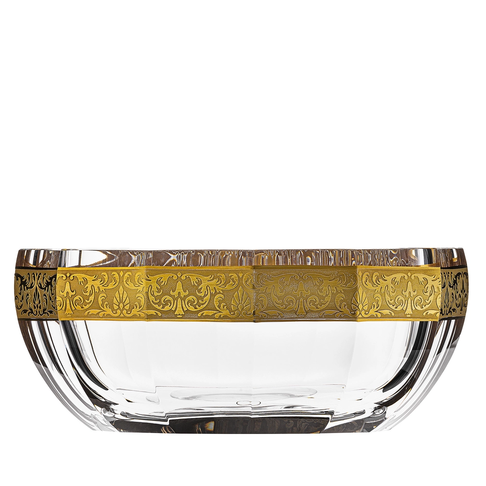 Bol Oasis 23cm en authentique cristal de bohême taillé, orné d'un élégant bandeau en or 24 carats. Création de Moser, la plus prestigieuse & réputée cristallerie de Bohême.