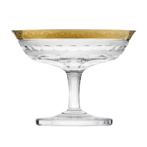 Centre de table Splendid 24,5cm en authentique cristal de bohême taillé main, avec un bandeau en or 24 carats. Création Moser, la plus prestigieuse & réputée cristallerie de Bohême. Collection Splendid, élaborée en 1911, qui reste encore aujourd'hui la plus luxueuse de toute l'histoire de la Maison.