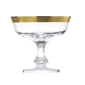 Centre de table en authentique cristal de bohême taillé main, habillé d'une élégante bande en or 24 carats. Collection Lady Hamilton, inspirée d'Emma Hamilton, fruit de Moser, la plus prestigieuse & réputée cristallerie de Bohême.
