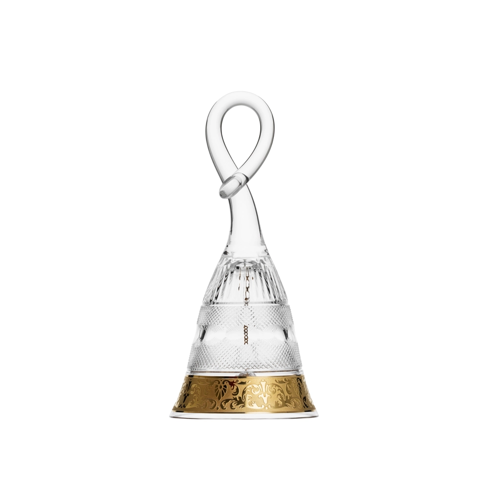 Cloche de décoration en authentique cristal de bohême taillé main, avec un bandeau en or 24 carats. Collection Splendid de Moser, la plus prestigieuse & réputée cristallerie de Bohême. Collection élaborée en 1911, qui reste encore aujourd'hui la plus luxueuse de toute l'histoire de la Maison.