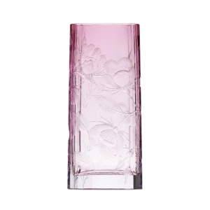 Vase Goddess rose 33cm, collection Art Nouveau, en authentique cristal de bohême taillé main, gravé d'un magnifique motif de roses. Création de Moser, la plus prestigieuse & réputée cristallerie de Bohême.