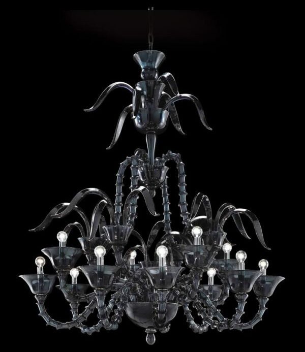 Lustre en verre de Murano "Empire" de la verrerie labélisée Fornacemian.