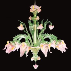 Lustre en verre de Murano "Flora" de la verrerie labélisée Fornacemian.