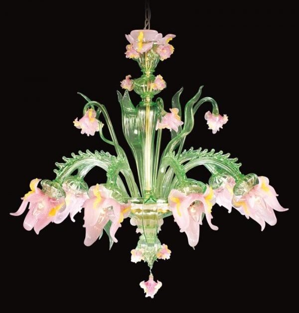 Lustre en verre de Murano "Flora" de la verrerie labélisée Fornacemian.