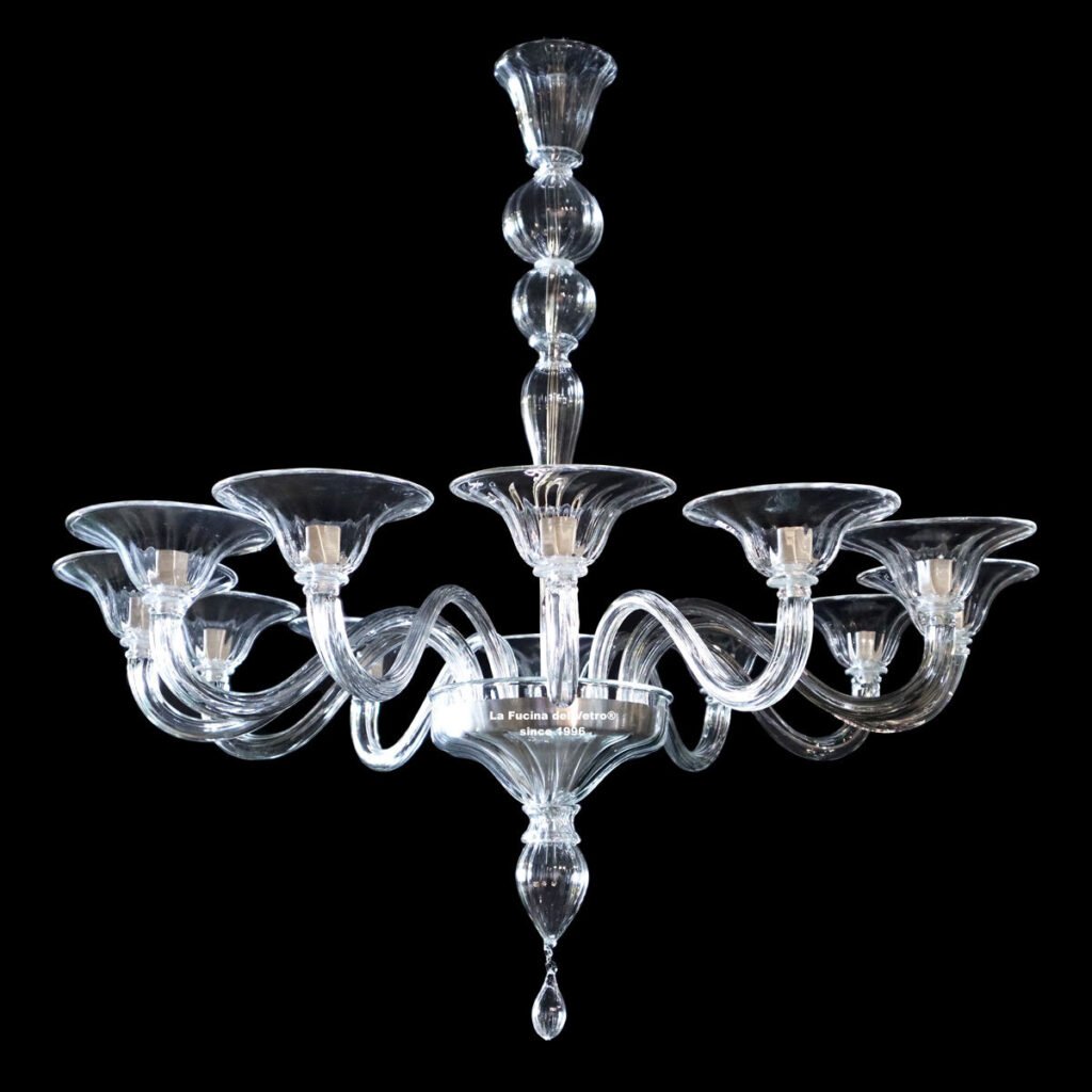 Lustre en verre de Murano "Moderno Pastorale" de la verrerie labélisée La Fucina Del Vetro.