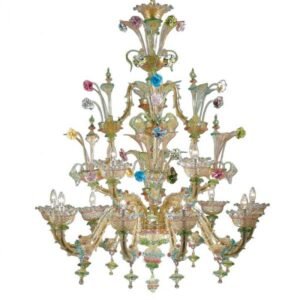 Lustre en verre de Murano "Ca Foscari" de la verrerie labélisée Fornacemian.