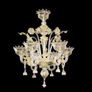 Lustre en verre de Murano "Iron Gold " de la verrerie labélisée La Fucina Del Vetro.