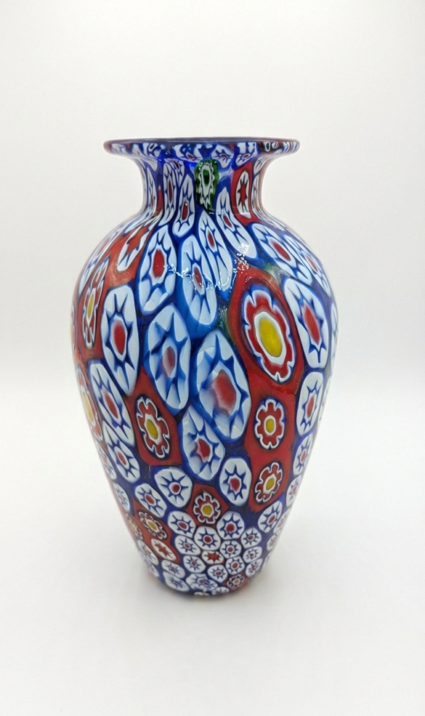 Vase en verre de Murano "Murrina" de la verrerie La Fornasotta utilisant la technique Murrine.